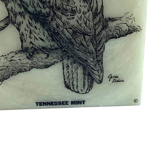 Vintage Tennessee Mint Marble Owl Plaque James Dodson 4” x 3” Freestanding - Picture 2 of 7